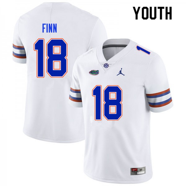 Youth #18 Jacob Finn Florida Gators College Football Jerseys White